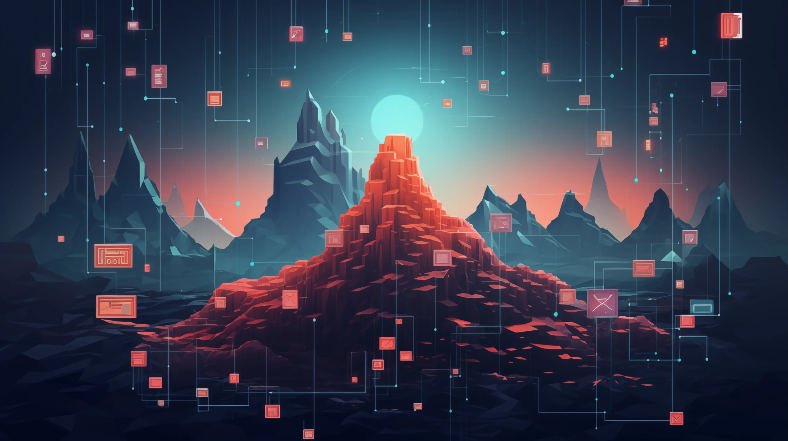 Crypto art featuring a mountainous landscape, symbolizing the Security Levels and risk management in crypto trading