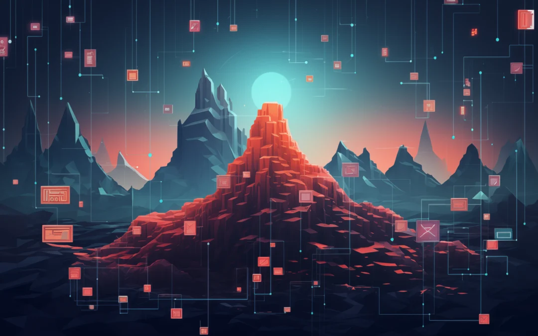 Crypto art featuring a mountainous landscape, symbolizing the Security Levels and risk management in crypto trading